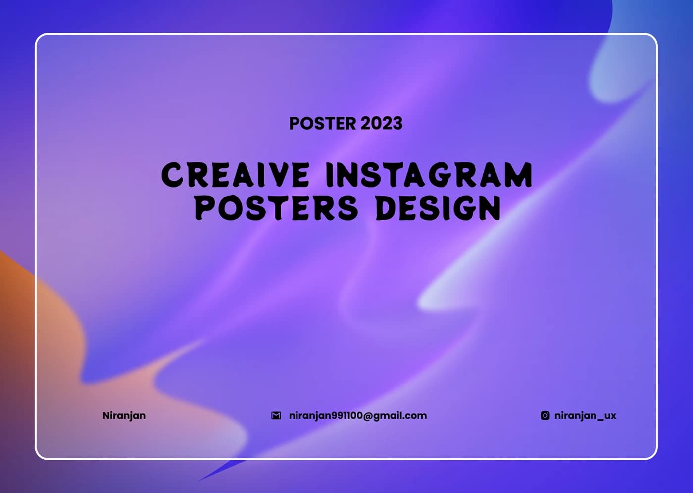 Title card reading Creative Instagram posters design, poster 2023, on a purple gradient