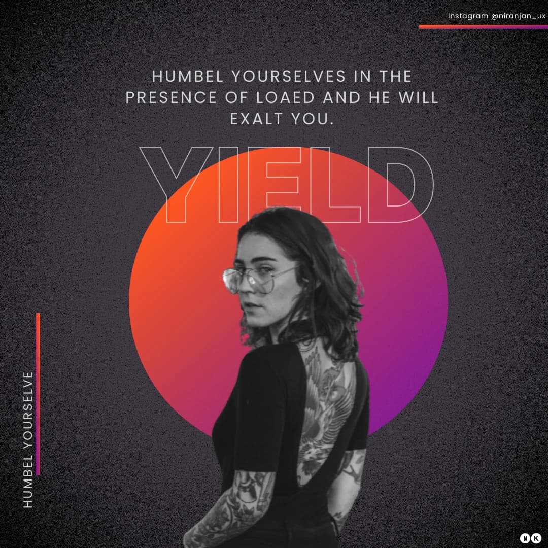 Poster of a woman in front of an orange-to-purple circle with the word Yield