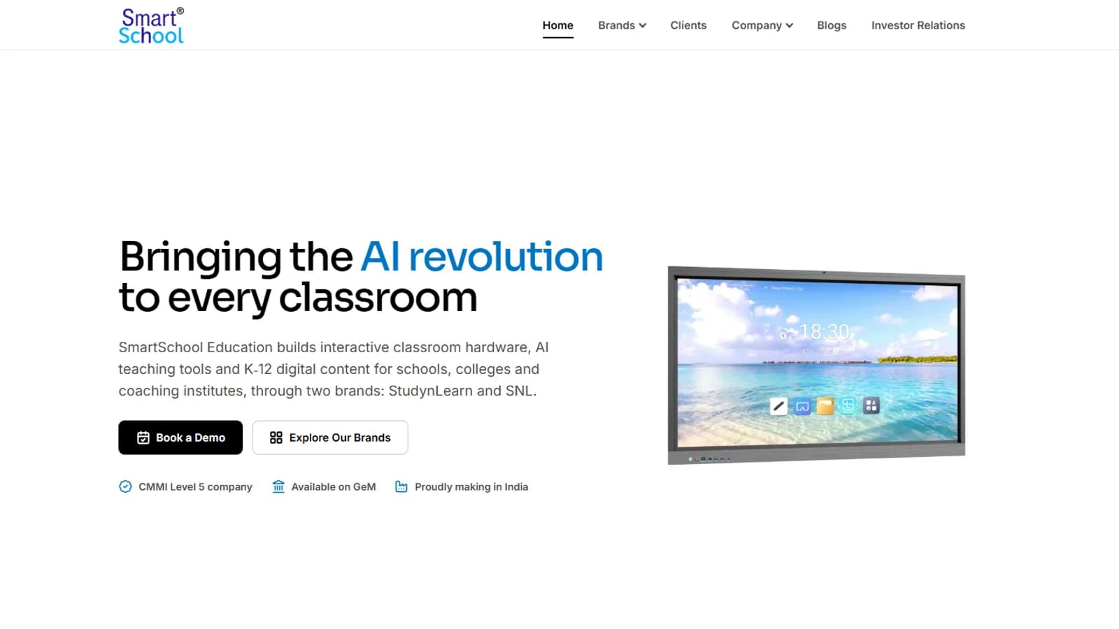 SmartSchool Corporate Website screenshot