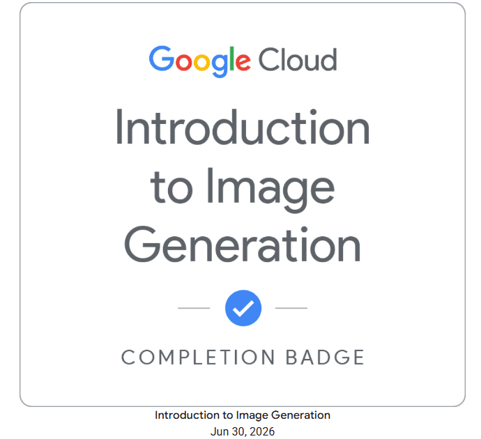 Introduction to Image Generation completion badge from Google Cloud Skills Boost