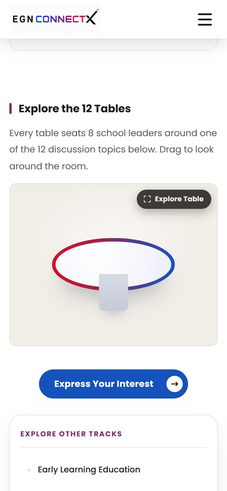 The round-table section on a phone, with the Explore Table button