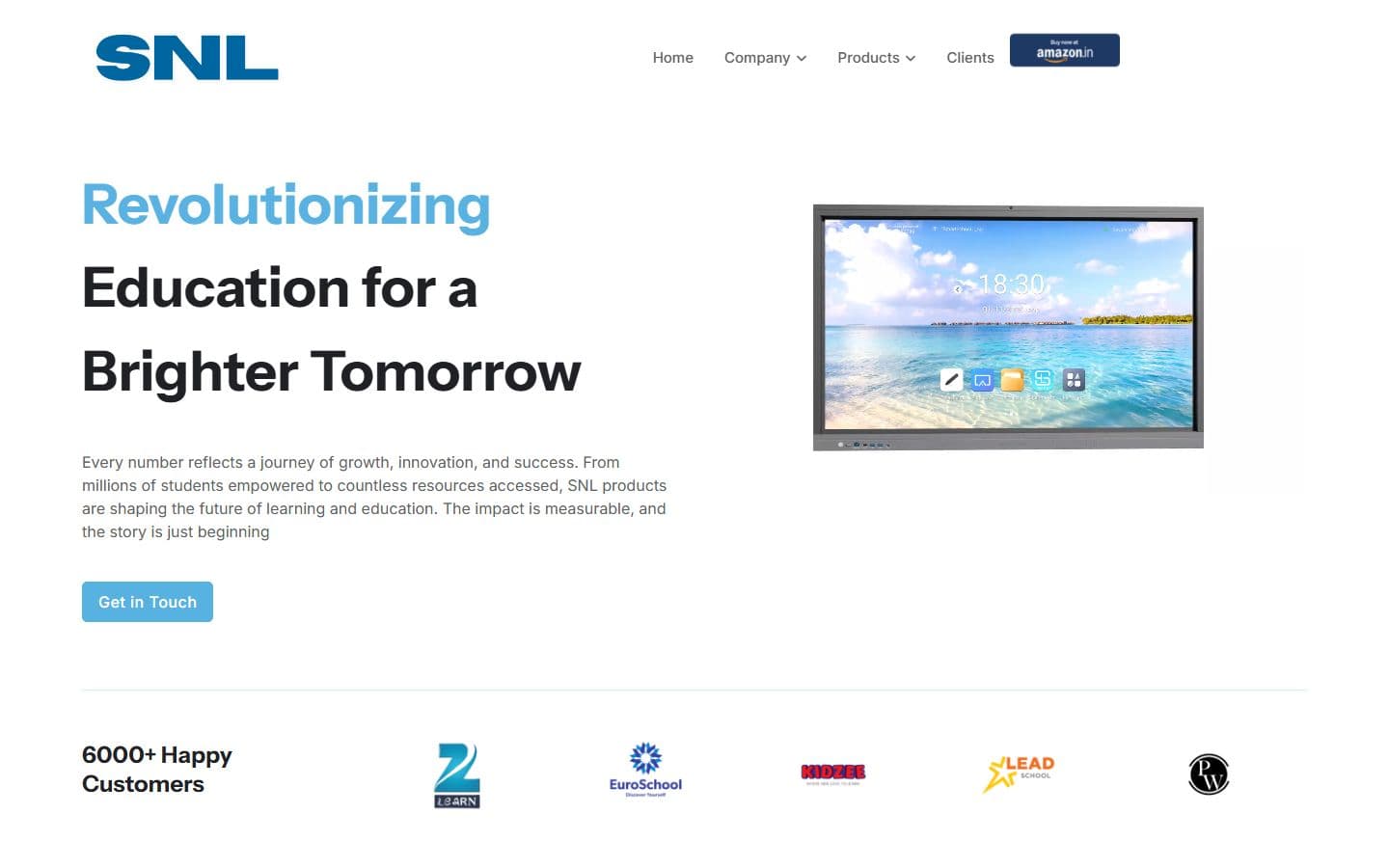 Version 1 home page: a light page with a pale-blue button