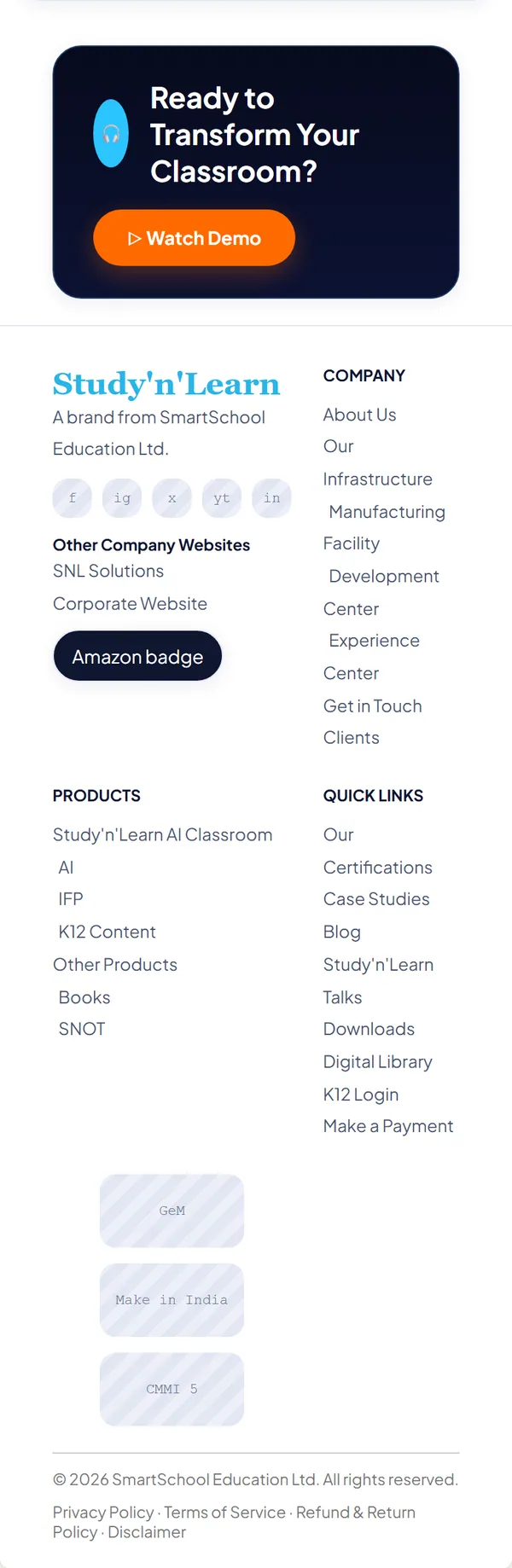 Blogs page wireframe, Level 2, mobile, part 5 of 5: Call to action and footer