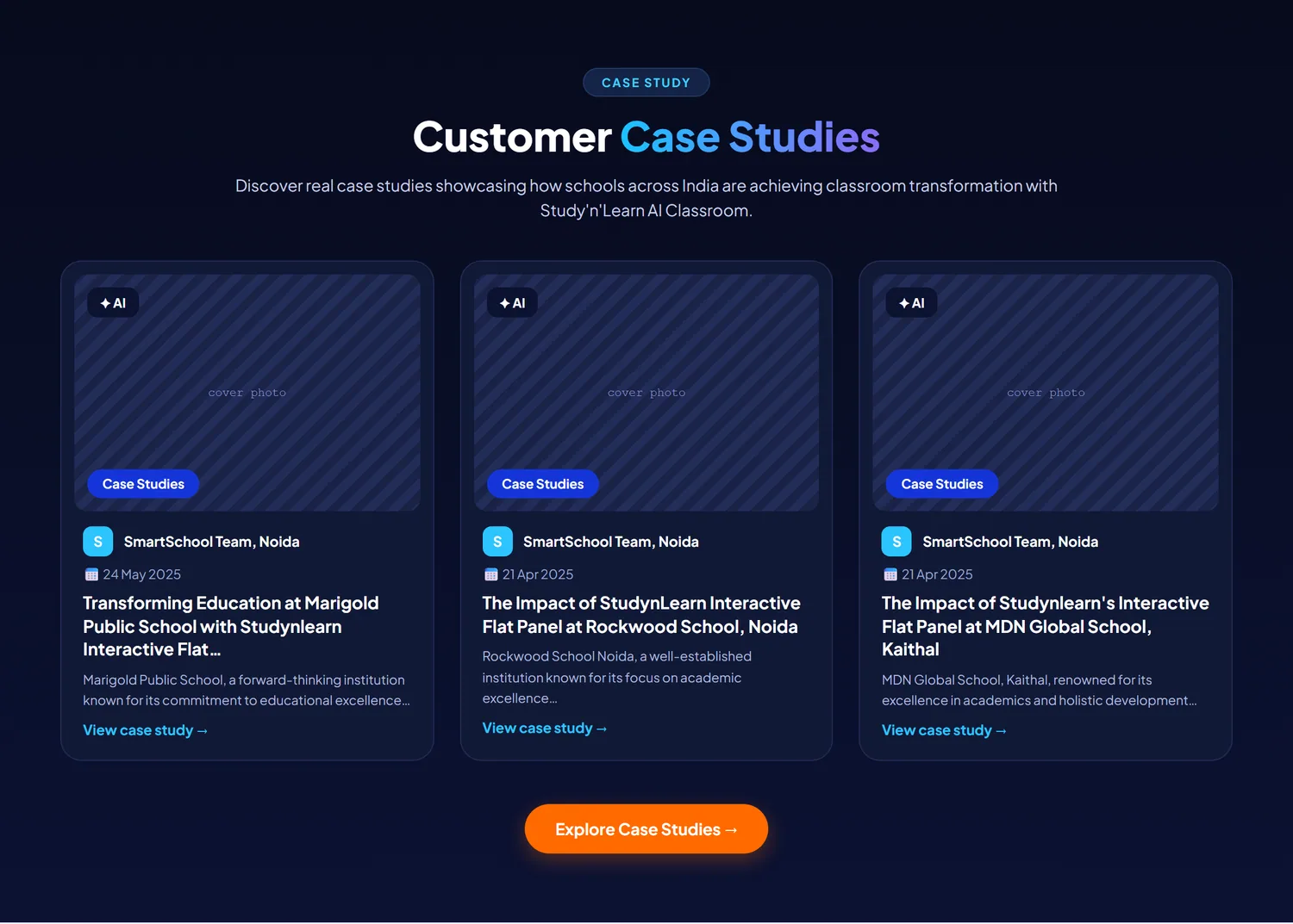 Home page wireframe, Level 2, desktop, part 9 of 11: Customer case studies