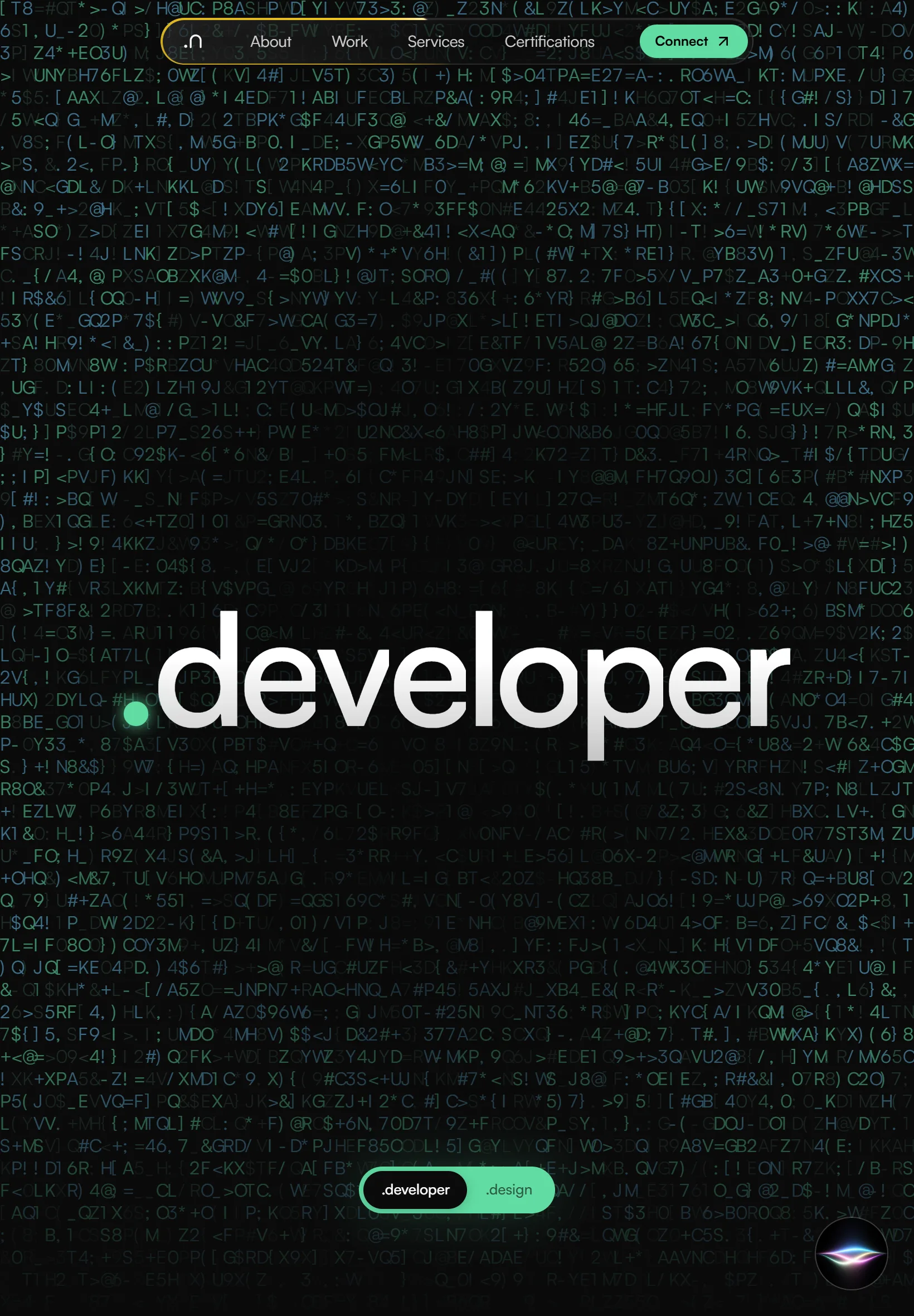 The portfolio home page on a tablet